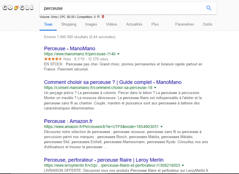 exemple page google