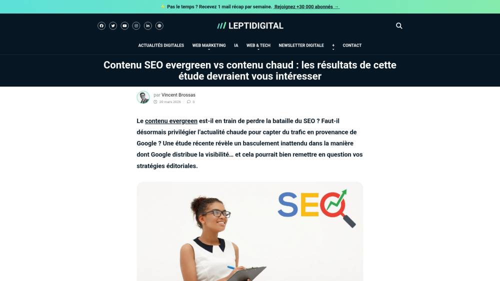 Contenu SEO evergreen vs contenu chaud sur Leptidigital.fr