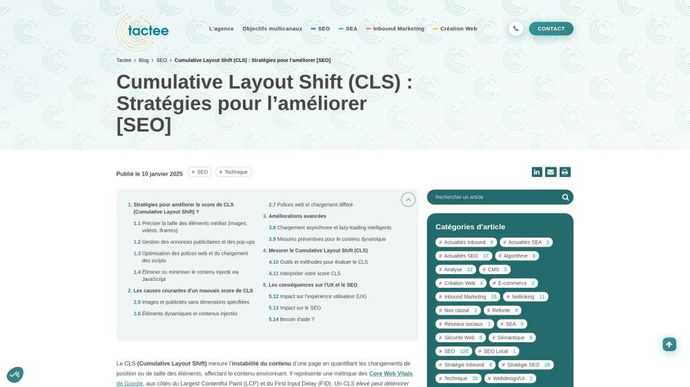 Soignez votre CLS sur Tactee.fr