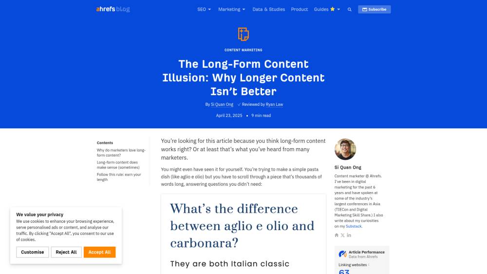 Contenus longs ? sur Ahrefs.com