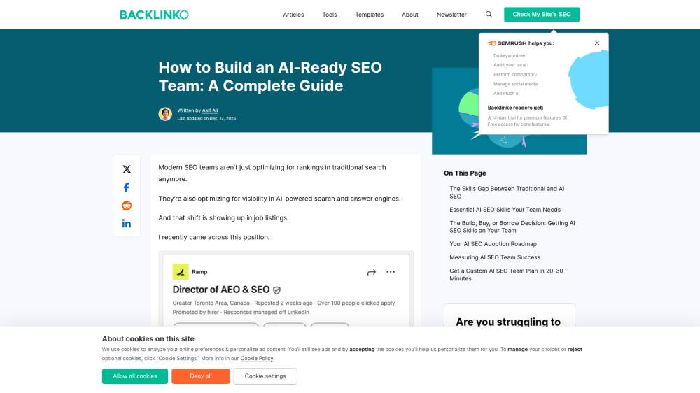 Comment monter une team SEO formée à l'IA sur Backlinko.com
