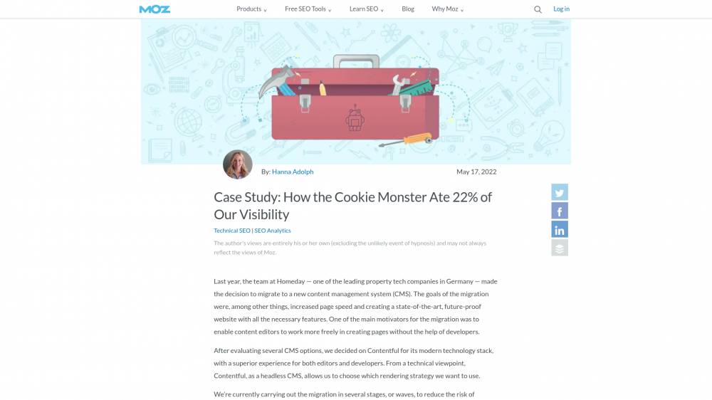 Les cookies leur ont fait perdre 22% de visibilité sur Moz.com