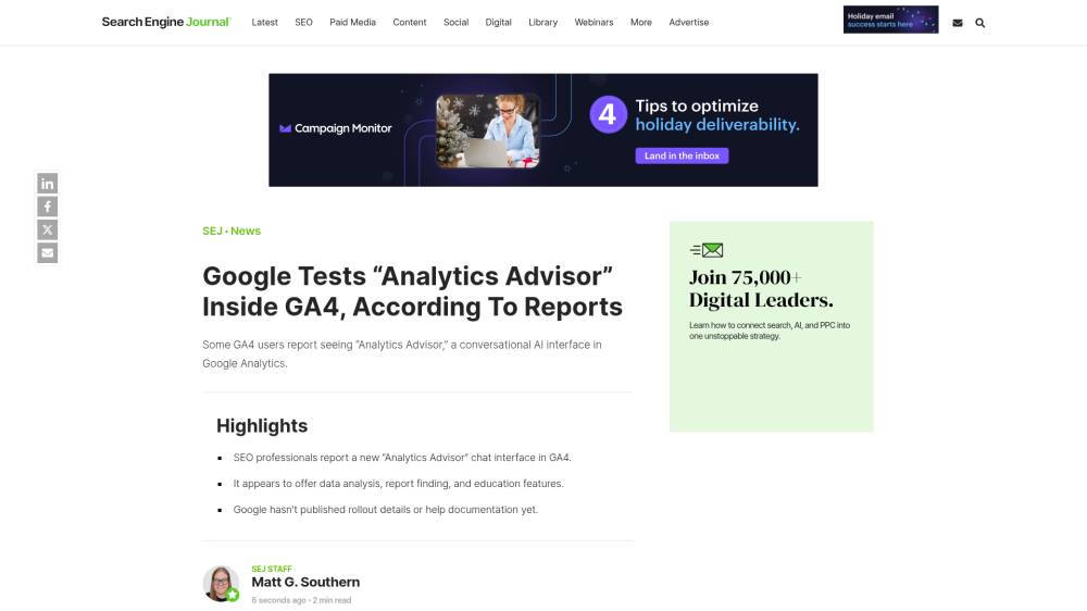 Un Agent dans Analytics sur Searchenginejournal.com