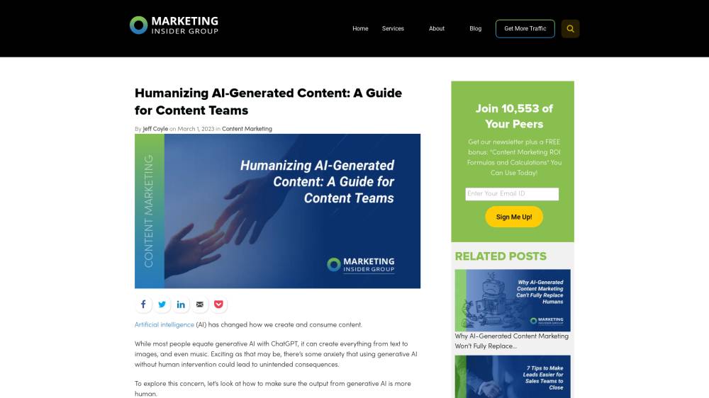 Humaniser le contenu généré par IA sur MarketingInsiderGroup.com