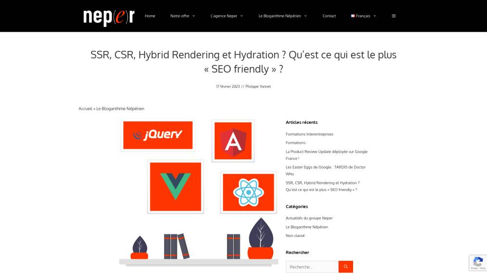 SSR, CSR, Hybrid Rendering, Hydration...  sur Neper.fr