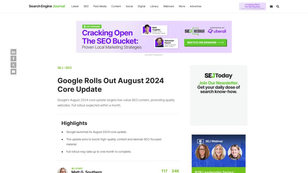 Core update d'août sur SearchEngineJournal.com