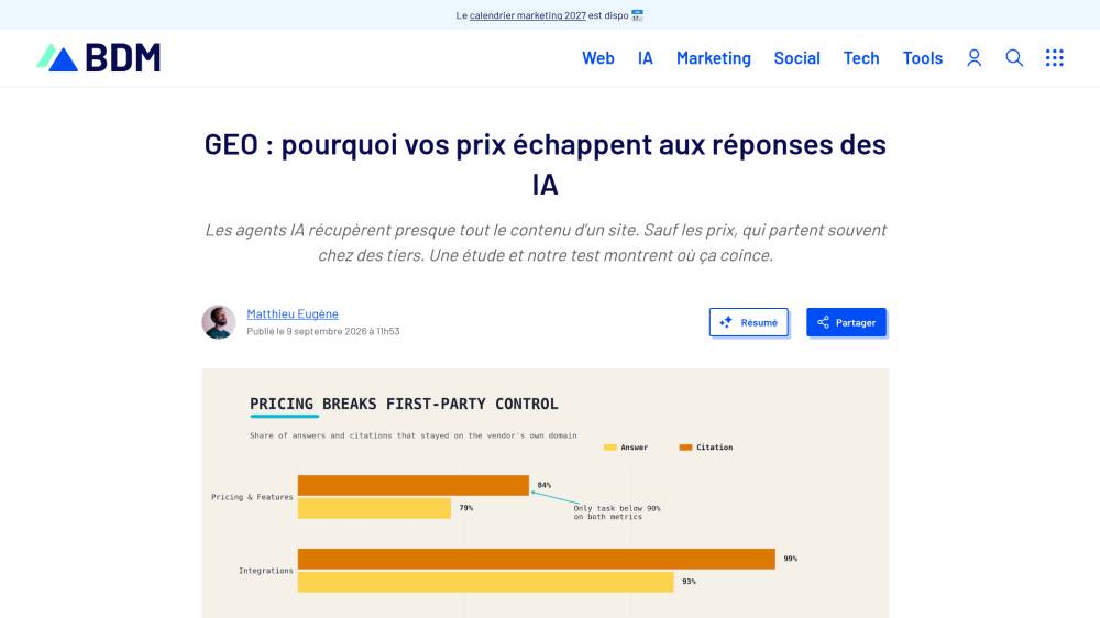GEO : les pages tarifs sont encore un angle mort pour les IA sur Seroundtable.com