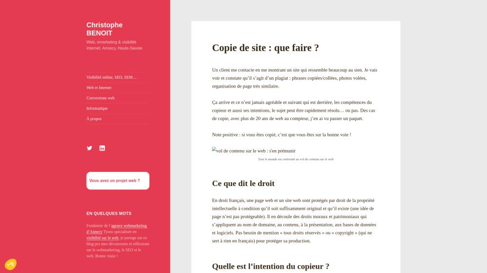 Copie de site : que faire ? sur Christophebenoit.com