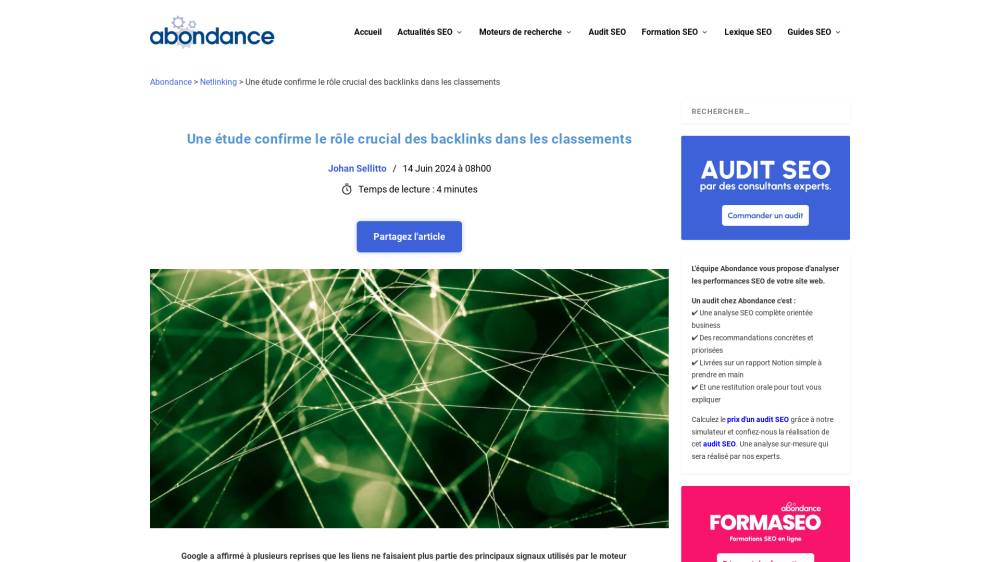 Étude sur l'importance des backlinks sur Abondance.com