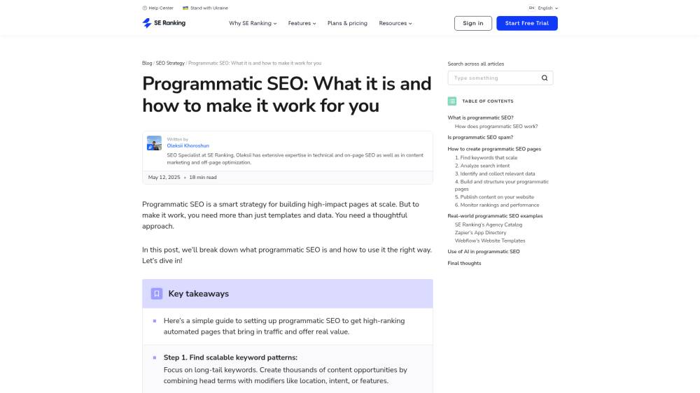 Programmatic SEO sur Seranking.com