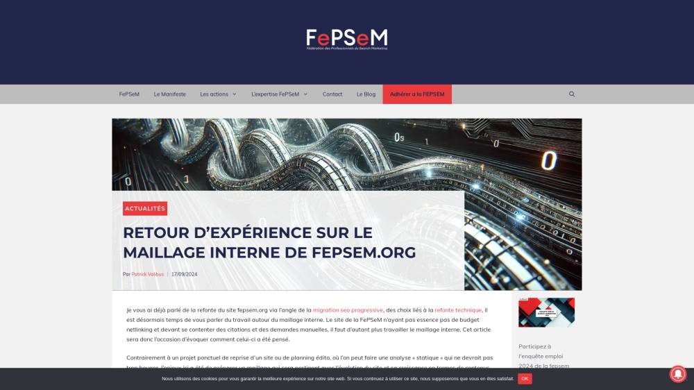 Maillage interne sur le site de la FePSeM sur Fepsem.org