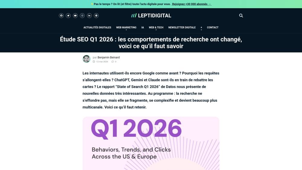 Les comportements de recherche continuent d’évoluer sur Leptidigital.fr