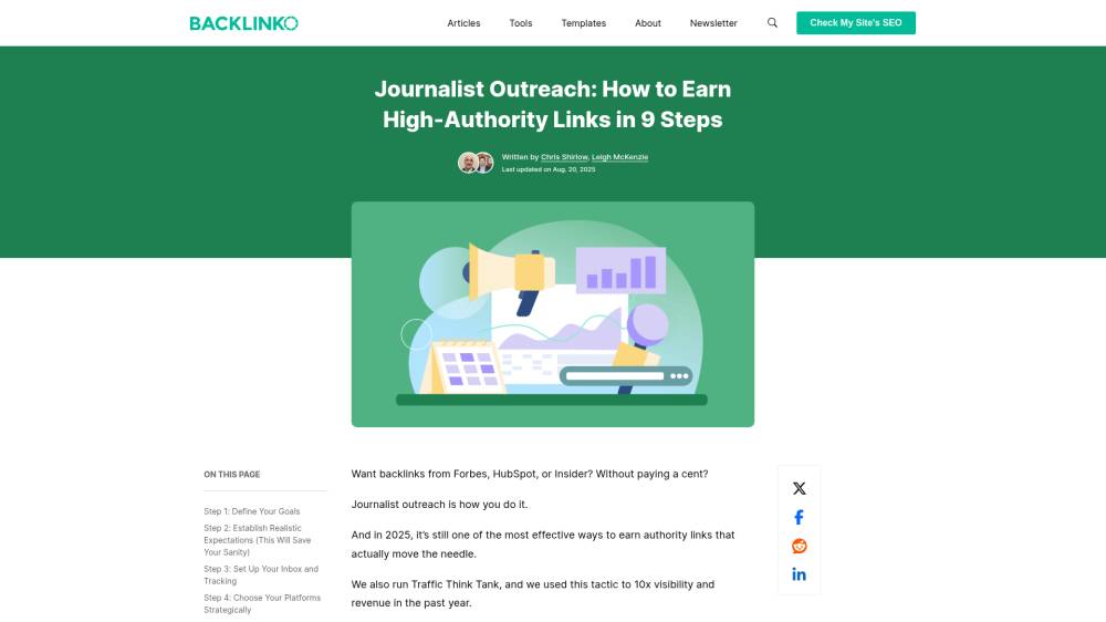 Le "Journalist Outreach" sur Backlinko.com