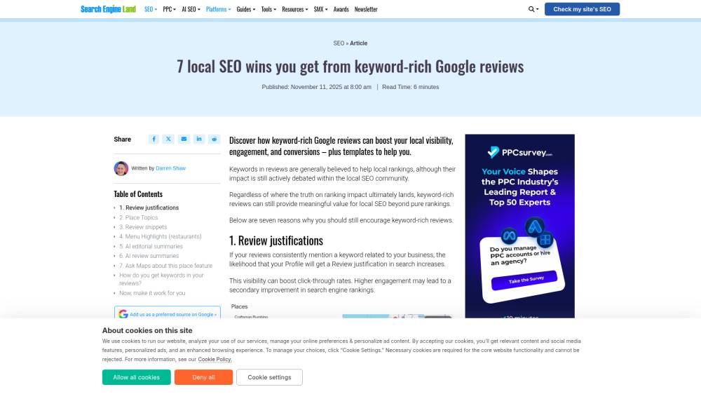 Les mots-clés dans les avis : 7 bénéfices SEO sur Searchengineland.com