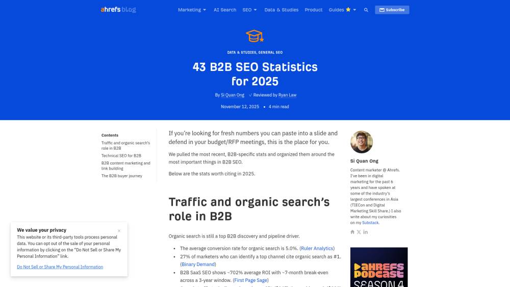 43 stats SEO B2B sur Ahrefs.com
