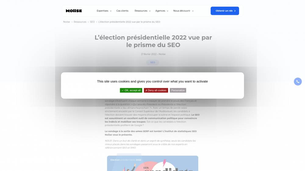 Les présidentielles 2022 par le prisme du SEO sur Noiise.com
