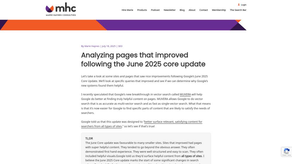Analyse des gagnants du Core Update de juin sur Mariehaynes.com