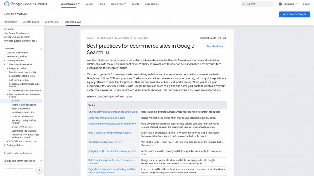 Google a mis à jour sa documentation officielle en ajoutant des conseils à l'attention des propriétaires de sites de vente. sur Developers.Google.com