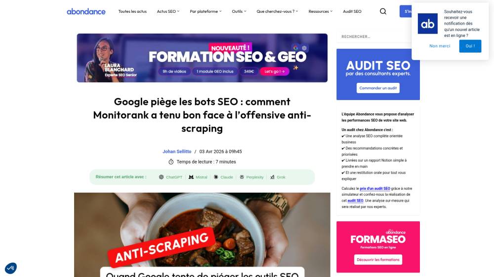 Quand Google sert de faux résultats aux outils SEO sur Abondance.com