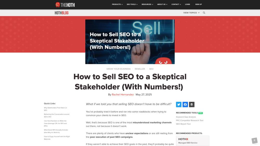 Vendez votre SEO à vos supérieurs sur Thehoth.com