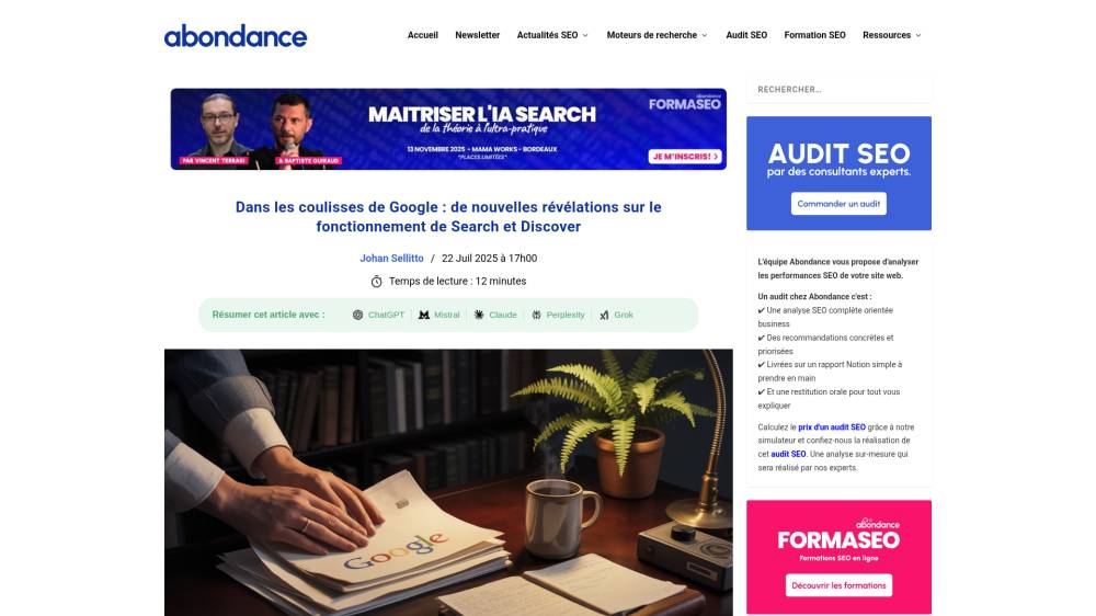 Deux experts plongent dans les coulisses de Google sur Abondance.com