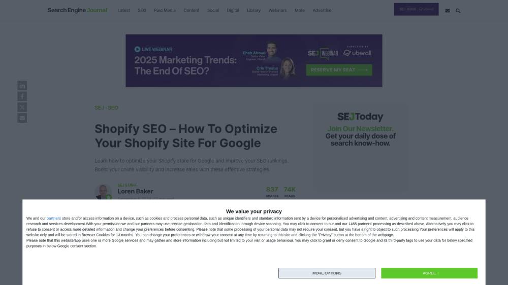 Optimisez Shopify pour le SEO sur SearchEngineJournal.com