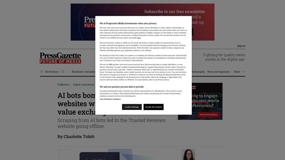 Bombardés par des bots IA sur Pressgazette.co.uk