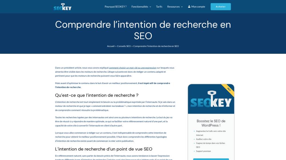 Intention de recherche ? sur Seo-key.fr