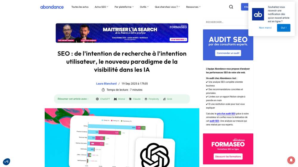 Vers l'intention utilisateur sur Abondance.com