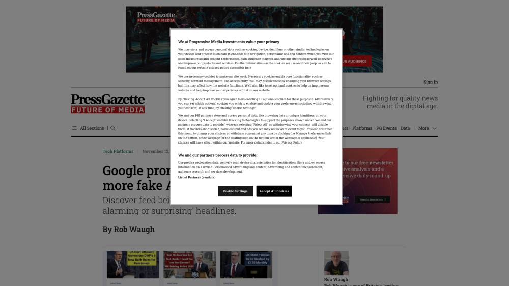 Google promet de réparer Discover sur Pressgazette.co.uk