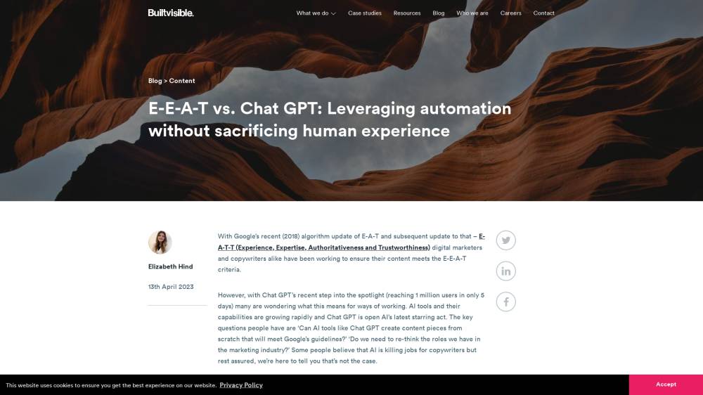 E-E-A-T vs. Chat GPT sur BuiltVisible.com