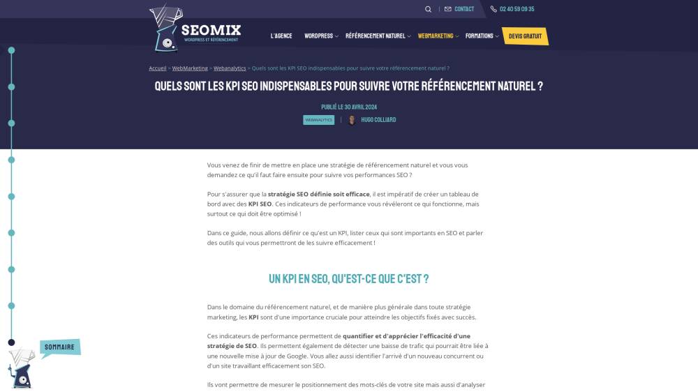 Les KPI à suivre en SEO sur Seomix.fr