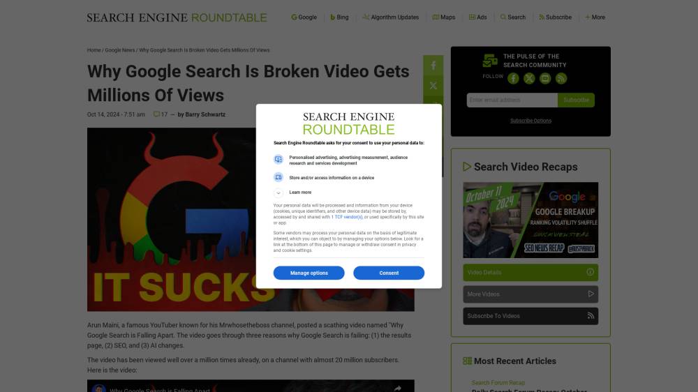 Les problèmes de Google deviennent mainstream ? sur Seroundtable.com