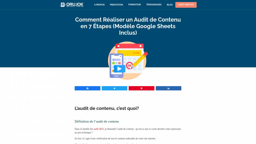 Comment réaliser un audit de contenu sur Drujokweb.fr