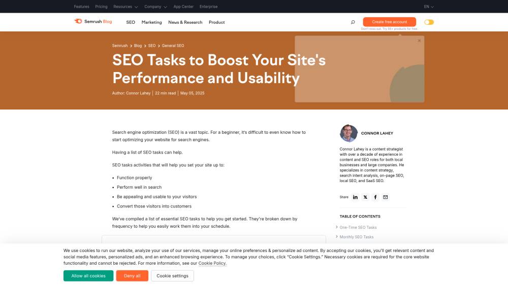 La checklist SEO classique… mais utile à revoir sur Semrush.com