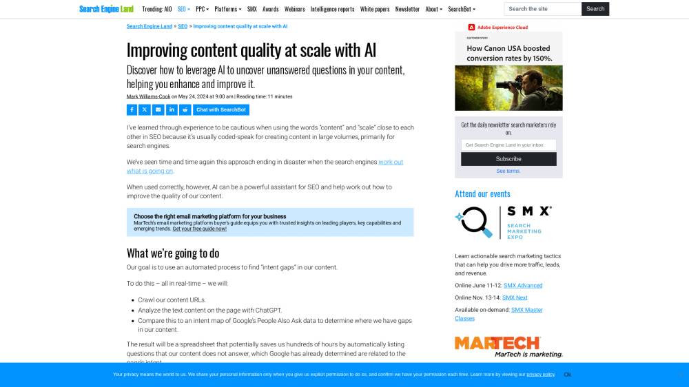 IA vs Content Gap sur SearchEngineLand.com