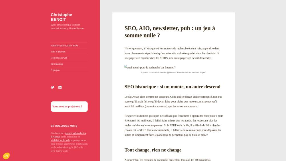 SEO, AIO, newsletter, pub : un jeu à somme nulle ? sur ChristopheBenoit.com