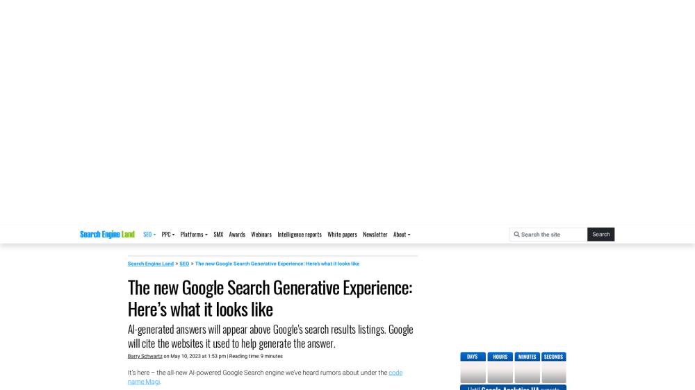 Serps Google, version IA sur SearchEngineLand.com