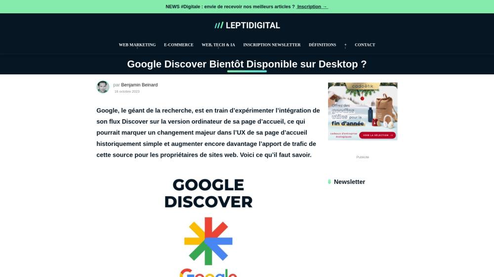 Discover, bientôt sur desktop ? sur Leptidigital.fr