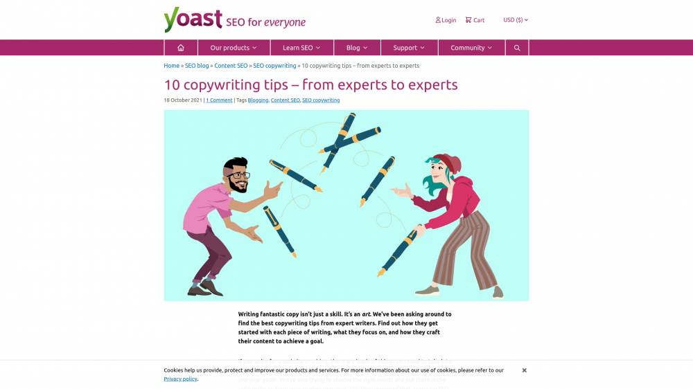 10 experts donnent des conseils de copywriting sur Yoast.com