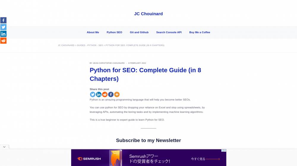 Apprenez Python pour le SEO. En 7 chapitres. sur JcChouinard.com