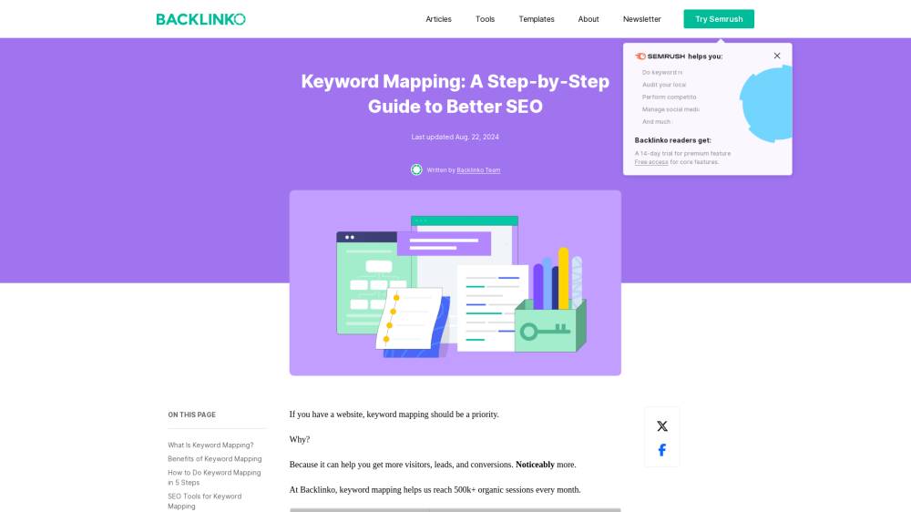 Keyword Mapping sur Backlinko.com