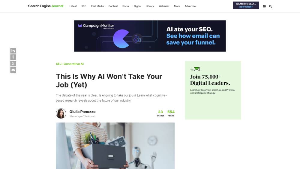 L'IA ne va pas encore vous voler votre job sur Searchenginejournal.com