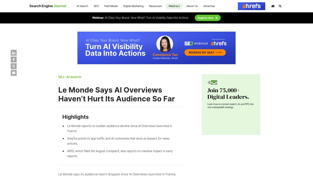Le Monde affirme ne pas avoir subi de baisse d’audience depuis l’arrivée des AI Overviews ! sur Searchenginejournal.com