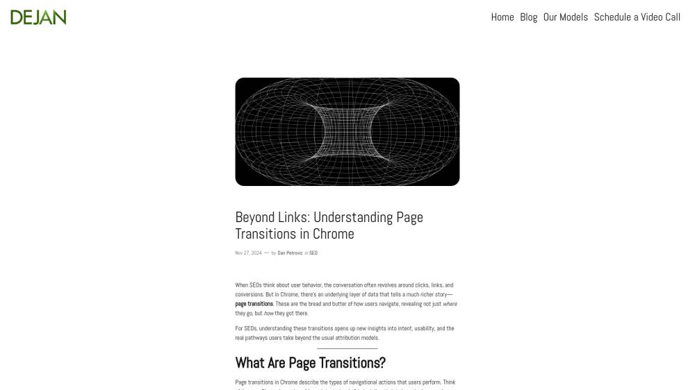 Page Transitions dans Chrome sur Dejan.ai