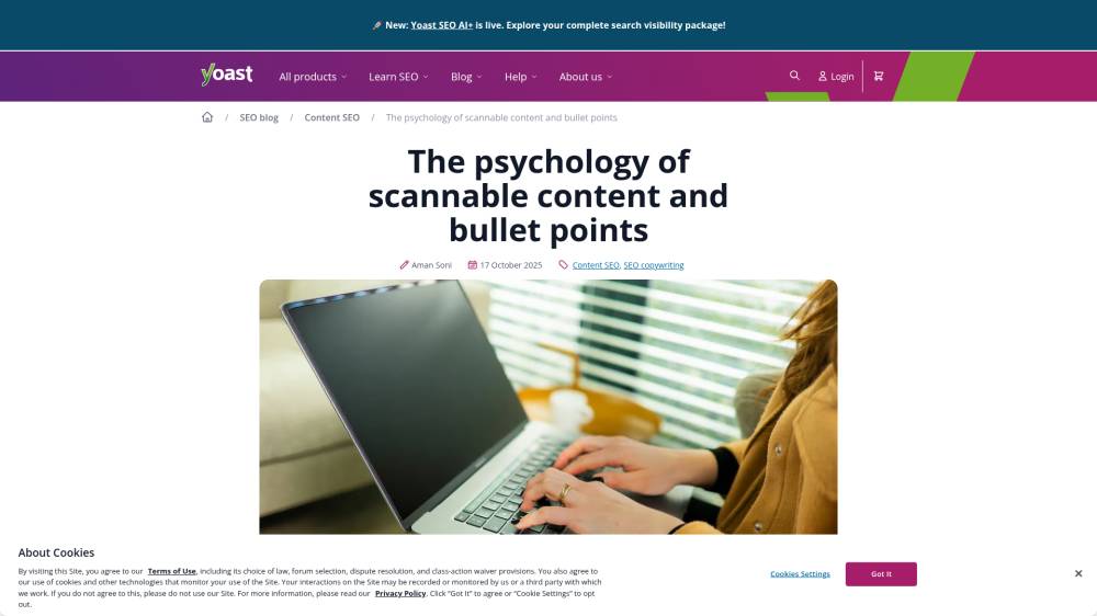 Psychologie des bullet points sur Yoast.com