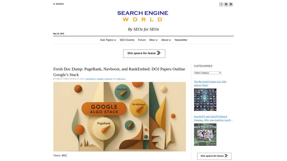 DOJ Papers : l'ABC de Google sur SearchEngineWorld.com