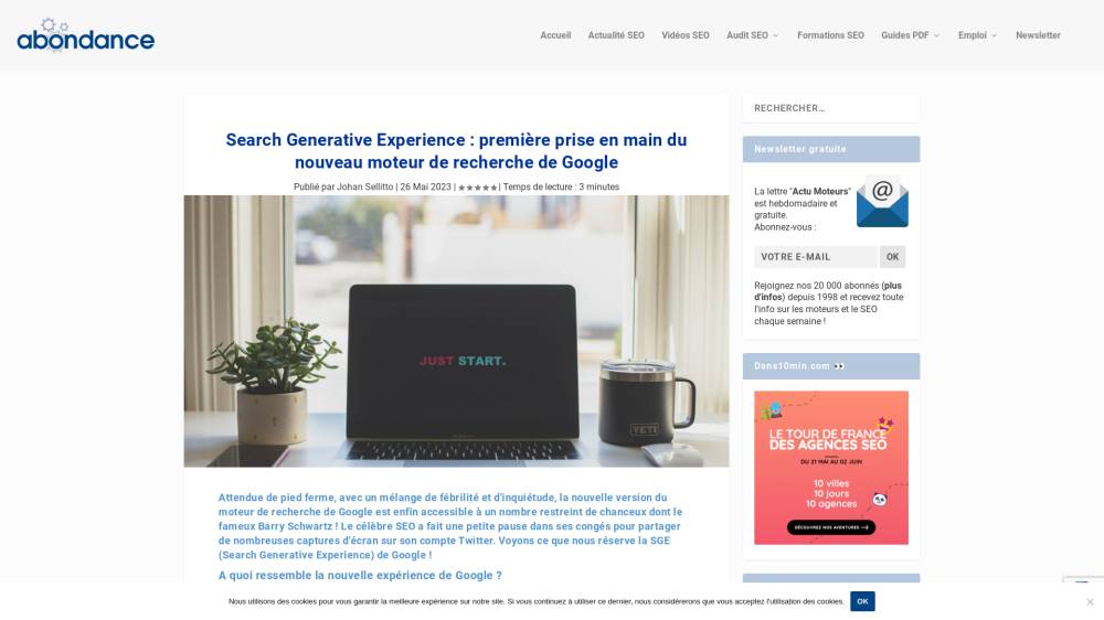 Search Generative Experience sur Abondance.com