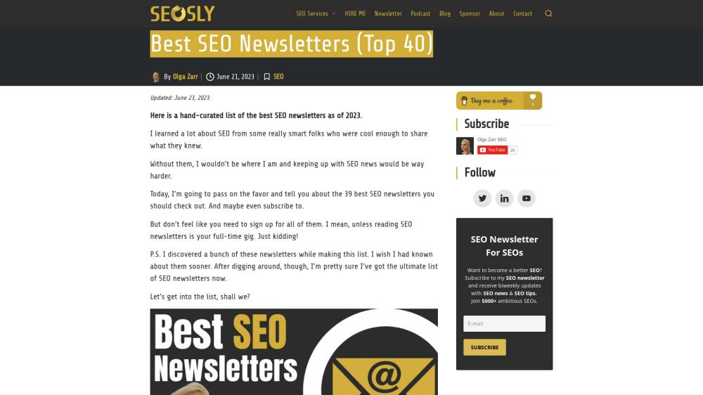 40 newsletters SEO sur Seosly.com