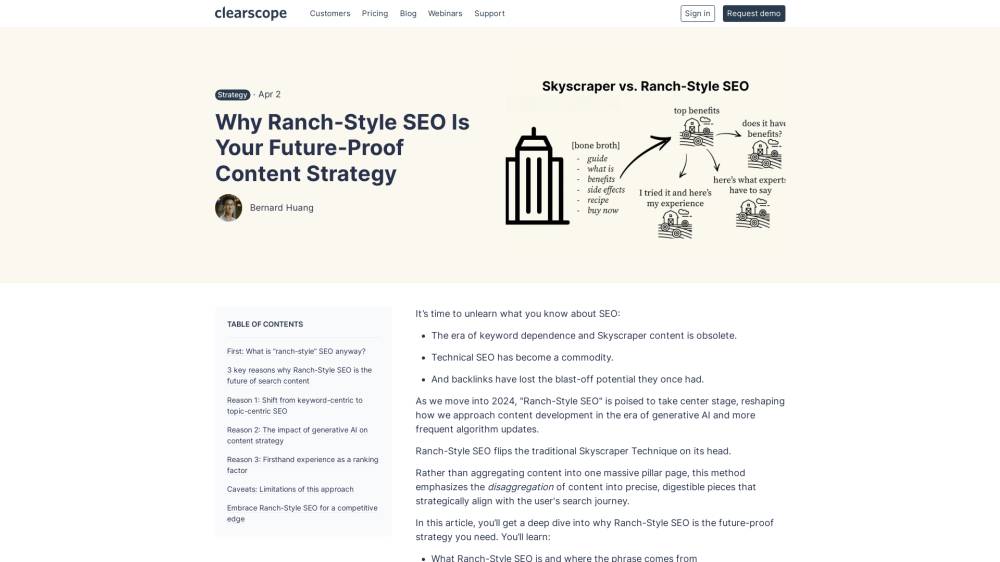 Ranch-style SEO sur Clearscope.io